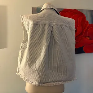Zara Light Blue Pinstripe Sleeveless Denim Vest m thumbnail 5