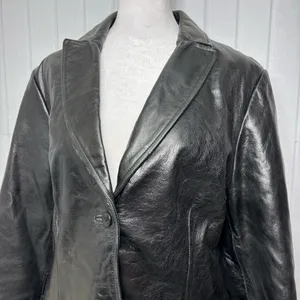 GAP Vintage Y2K 2000 Women’s Black Genuine Leather Jacket Size L‎ thumbnail 3