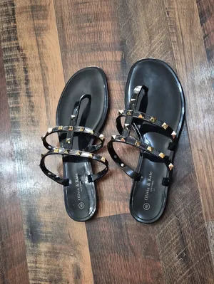 Black Studded Strappy Sandals Womens 8 Y2K Grunge Shoes8 thumbnail 2