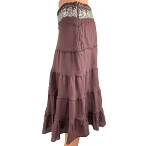 Vintage Dimri Purple Ruffle Tiered Rhinestone Peasant Boho Midi A-Line Skirt M thumbnail 2