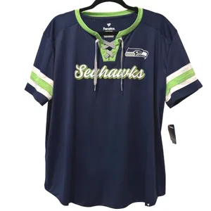 Womens‎ 2XL Seattle Seahawks Wilson #3 Fanatics Jersey Lace-Up T-Shirt thumbnail 1