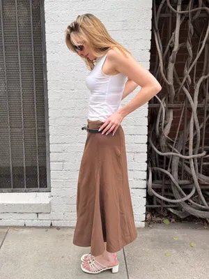 Free People Western Dressbarn brown pleated circle midi skirt with belt Size 12 #boho #y2k #cottagecore thumbnail 3