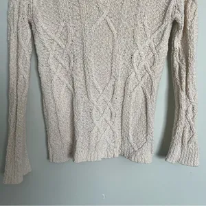 J. Crew Knit Cotton Hooded Pullover Sweater Size Small. Cream colored thumbnail 3