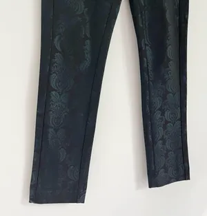 Anthropologie The Essential Skinny Pants Black Jacquard Paisley Foil Print 0 thumbnail 10