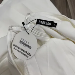 Babyboo Fashion Yalina Mini Dress Ivory White Dropped Waist Scoop Back NWT XL thumbnail 8