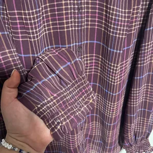 Ann Taylor Burgundy Plaid Blouse thumbnail 3