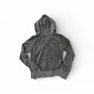 Gray Velour Zip Up Hoodie with Two Front Pockets Sz L thumbnail 3
