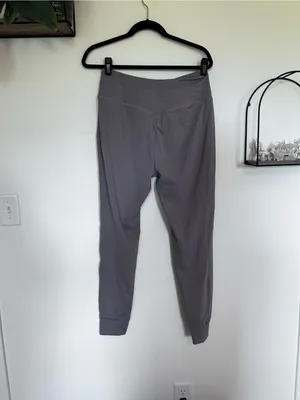 Halara Gray Plush High Waisted Drawstring Pocket Plain Full Length Pants Large thumbnail 2