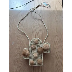 New Women’s Savanna Straw Cactus 🌵Handbag👜Purse Snap Closure Natural 7.5”x7.5” thumbnail 2