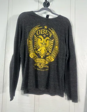 Obey Gray Long Sleeve Tshirt Size Medium EUC thumbnail 1
