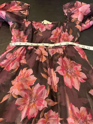 Thirty Thirty LA Pink Floral Square-Neck Mini Dress size Small thumbnail 11