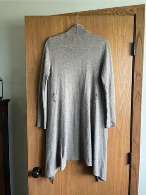 Tahari 100% Cashmere Taupe Open Front Cardigan Sweater thumbnail 2