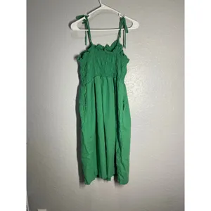 Universal Thread Green Linen Blend Smocked Midi Dress Boho Resort Vacation XL thumbnail 5