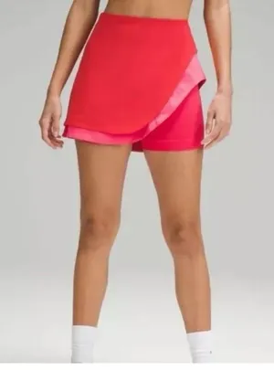 lululemon Tennis Skirt Size 2 Red Pink Asymmetrical Layered High Rise Skirt NWT thumbnail 13