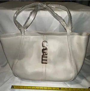 Cavalli Class Cream Shoulder Tote with Metallic Logo thumbnail 1