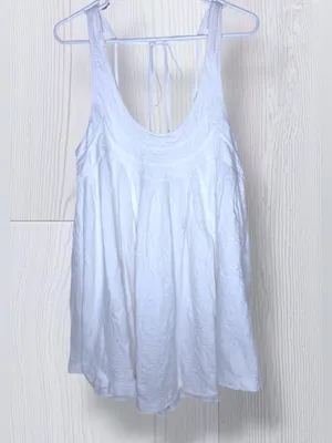 FREE PEOPLE White Swing “New You”Trapeze Tank Top – Tie-Back Boho Beachy Top thumbnail 4
