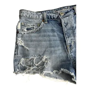 American Eagle Denim Shorts Women Size 8 Blue Distressed Button Fly Y2K Cutoff thumbnail 2