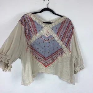 Free People Prairie Days 3/4th Sleeve Boho Blouse thumbnail 9