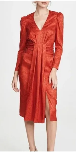 Saylor Farrow V-neck night out long sleeve Flame midi dress thumbnail 1