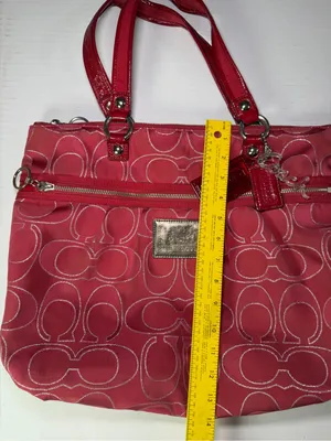 Coach Poppy Ruby Pink Signature C Canvas Tote (Style No. 15389) thumbnail 8