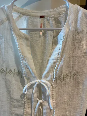 Free people white tie front top with embroidered details thumbnail 9