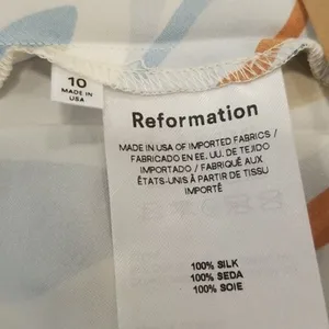 💕REFORMATION💕 Joanne Silk Dress ~ Hyperion Blue Print 10 NWOT thumbnail 14
