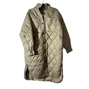 H&M NEW Women's Size XXL Green Diamond Quilted Button-Front Shirt Jacket Shacket thumbnail 2