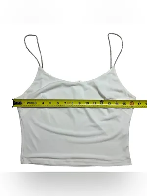 I Joah White Rhinestone Strap Crop Cami Top Size L NWT Y2K Party thumbnail 5