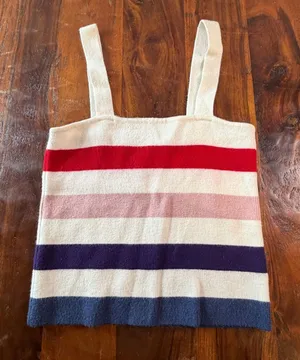 Moon & Madison Womens Striped Knit Tank Top Multicolor Square Neck Medium thumbnail 1