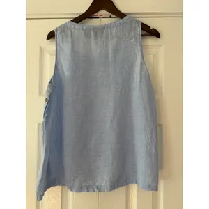 Rachel Rachel Roy Women Light Blue 100% Linen Side Button‎ Tank Top Size L thumbnail 2