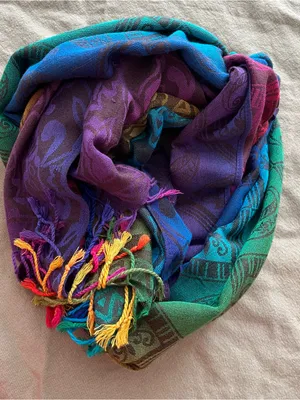 Handwoven Rainbow Paisley Wrap thumbnail 14