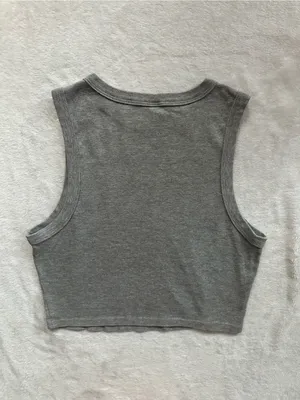 Gray Crop Tank Top Gray Size Medium Sleeveless Cropped Basic USA Strong thumbnail 6