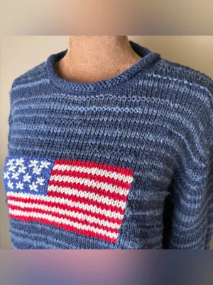 Vintage Y2K Northern Isles Roll Neck American Flag Sweater Womens XL Navy USA thumbnail 3