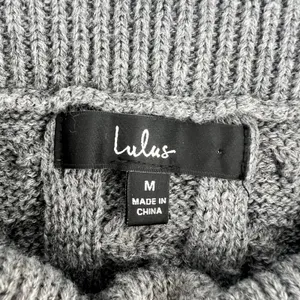 Lulu's gray cable knit chunky winter skirt ribbed pull on stretch neutral medium thumbnail 8