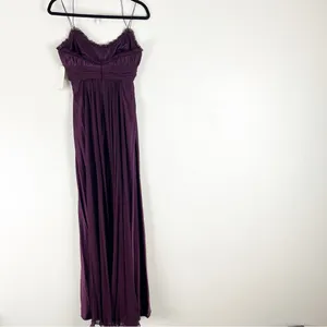 BADGLEY MISCHKA 100% Silk Burgundy Embellished Bodice Shoulder Cover Dress 6 thumbnail 2