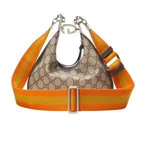 Gucci Supreme Canvas Attache Small Crossbody Purse 2 straps Moon Crescent Luxury thumbnail 3