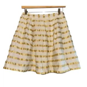 Lilly‎ Pulitzer Kylie White Gold Stripe Skirt Size 0 Party Wedding Glam Textured thumbnail 2