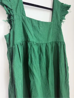 aerie Emerald Green Ruffle Sleeve Cotton Dress thumbnail 4