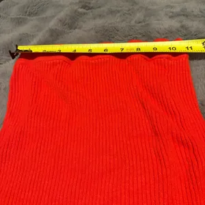 VICI Ribbed Knit Midi Skirt XS Orange Side Slit Bodycon thumbnail 6