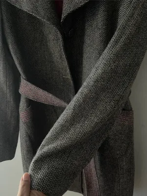 GUESS Gray Tweed Trench Coat with Pink Trim thumbnail 8