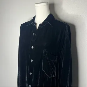CP Shades Black Velvet Silk Blend Romy Long Sleeve Button Down Shirt Witchy thumbnail 3