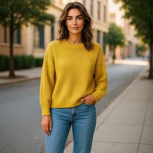 American Eagle Mustard Gold Chunky Knit Sweater Medium Oversized Fall thumbnail 10