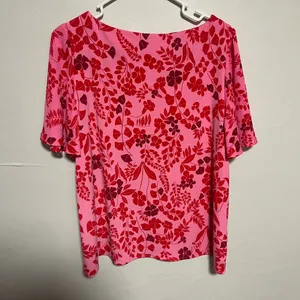 Ann Taylor Pink and Red Patterned Blouse thumbnail 5