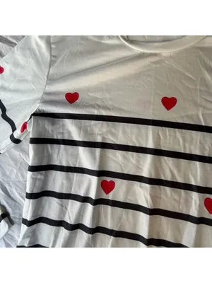 Women's Long Sleeve Stripes and Hearts Tee Size M #260229 thumbnail 2