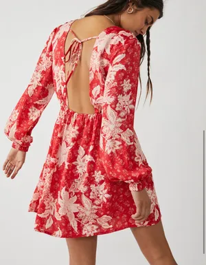 Free People “Soli” Long-sleeve Open-back Mini Dress thumbnail 3