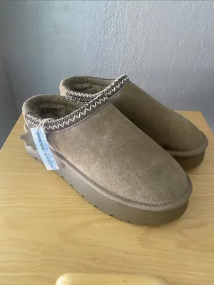 Cushionare Kabuki Cozy Platform Suede shearling slippers NWT 9 thumbnail 2