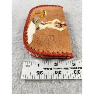 Vtg Handmade MANDALAY BURMA Leather Wallet Change Coin Purse Burmese‎ souvenir thumbnail 9