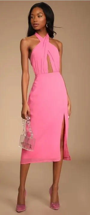 Lulu’s Pink Midi Dress  thumbnail 2
