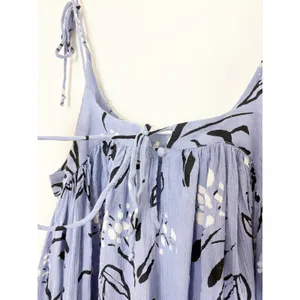 Free People Blue Floral Babydoll Mini Dress Tunic Size XS Tie Strap Boho Cottage thumbnail 12