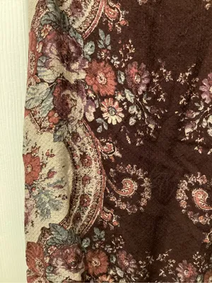 Free People Burgundy Paisley Floral Ruffled Hem Skater Dress thumbnail 2